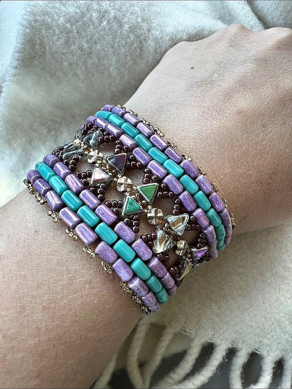 Festival Lavender and Blue Bead Bracelet